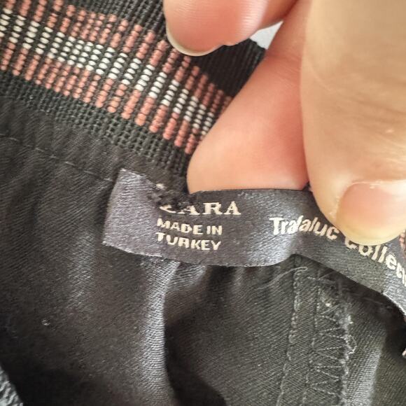 Zara Pants Womens X Small Black Stripe Waist Ankle Trousers Tapered Career - Picture 4 of 9
